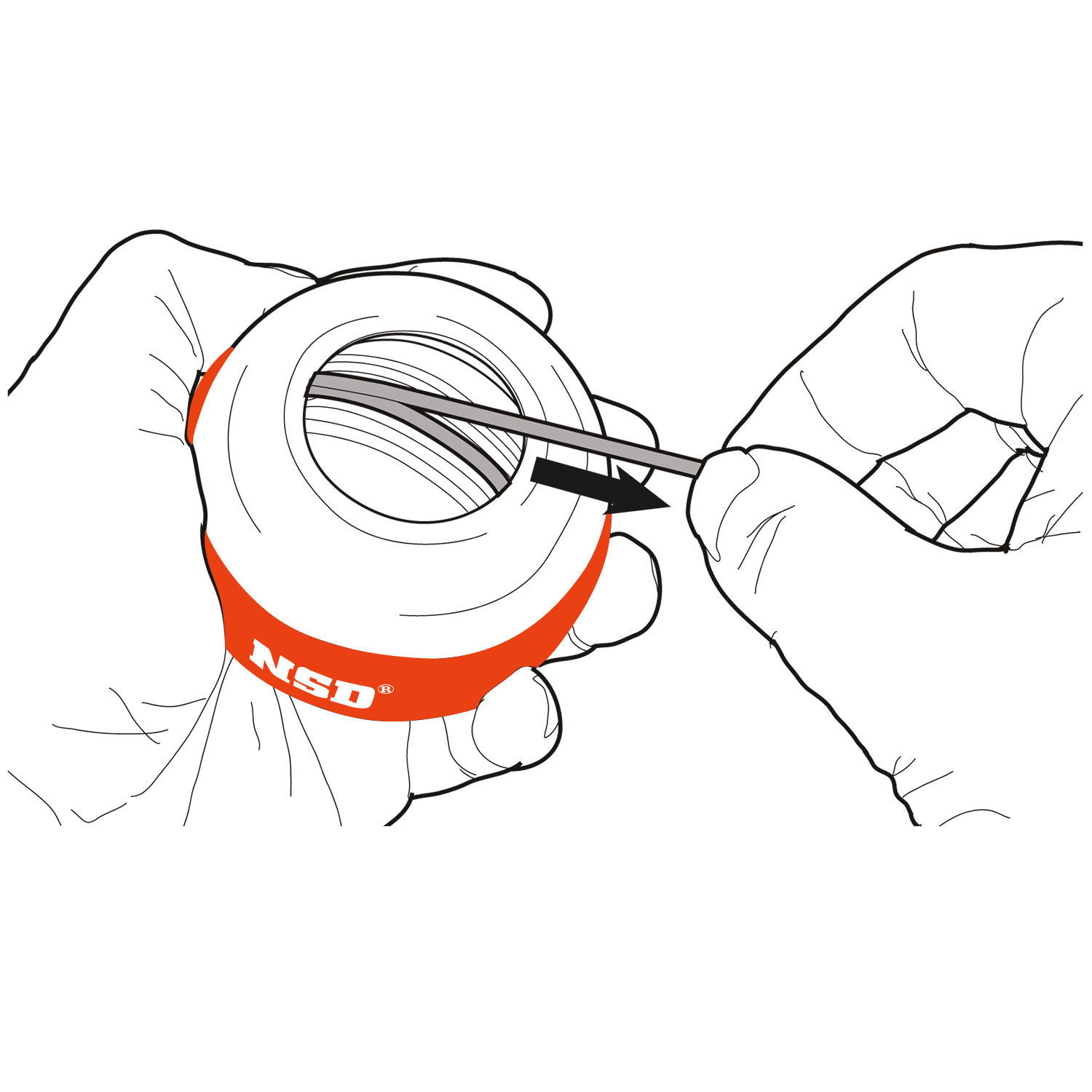 Illustration of the starter string being pulled rapidly to get the rotor spinning